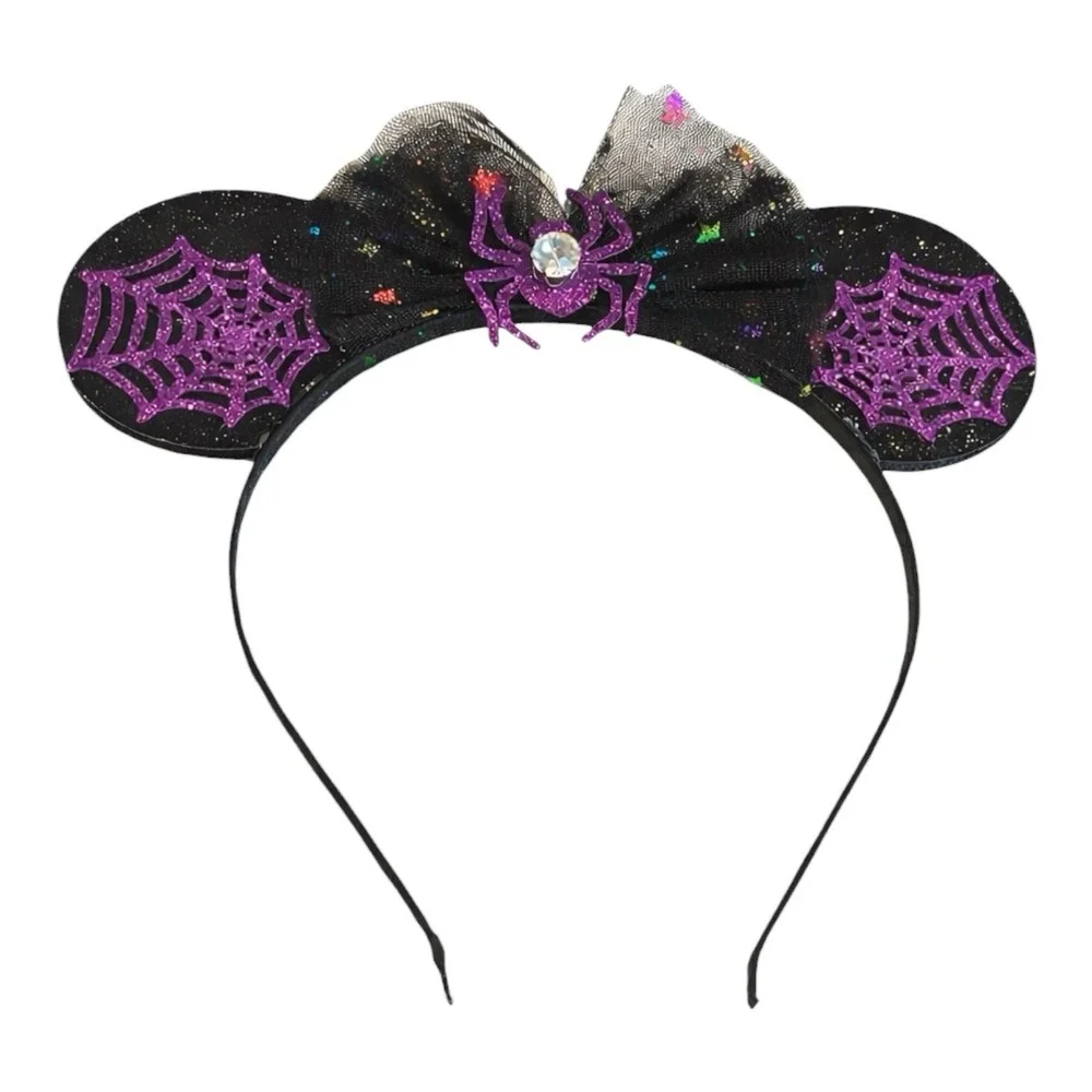 Disney Spider Minnie Mouse Halloween Ears Headband Tulle Bow w/ Purple Set of 10